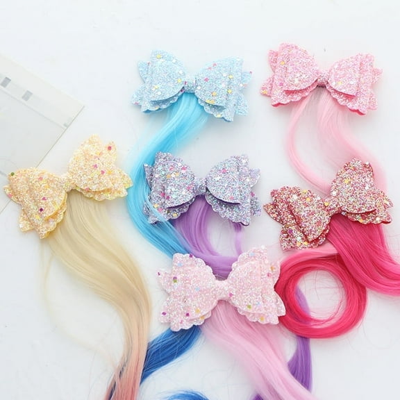 Kids Hair Extensions with Hair Clips Braided Hair Extension for Girls Wig Hair Extension 6 Pcs