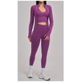 thumbnail image 3 of PISONIC Workout Sets for Women 3 Piece Long Sleeve Zip Up Jacket, V-neck Cami Tank Top, High Waisted Leggings Gym Athletic Sets, 3 of 7
