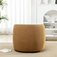 thumbnail image 2 of Poly Blend Boucle Fabric Upholstered Swivel Armchair Brown, 2 of 5