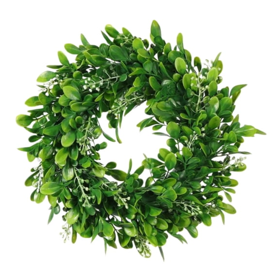 15.75 Inch Large Boxwood Wreath For Front Door Window Porch, Artificial Boxwoods Greenery Leaves Outdoor Indoor Wreath For Home Door Farmhouse Wall Decor, Spring Summer All Seasons Green Wreath