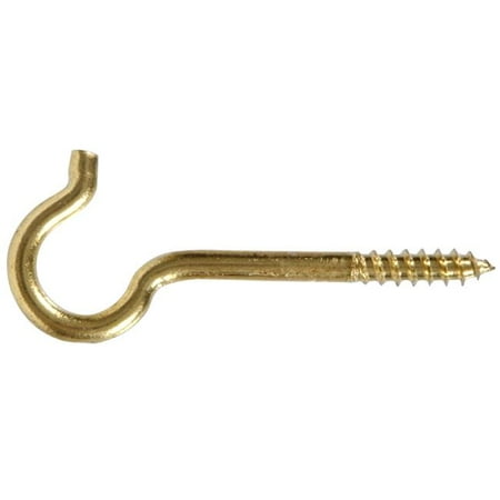 

Hillman Group 321238 Flagged - Brass Screw Hook 0.262 x 4.43 in. - Pack of 10