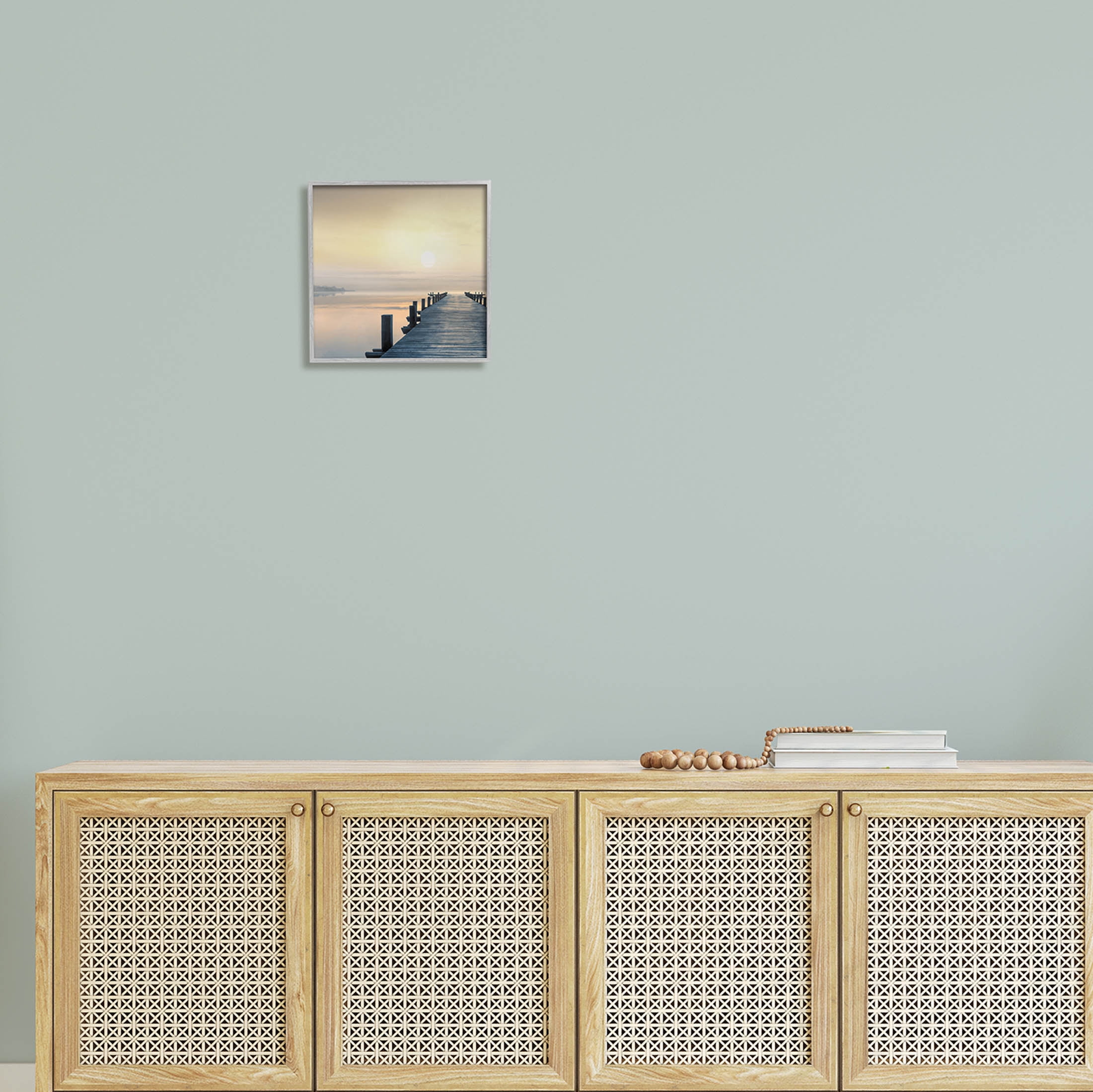 Stupell Industries Morning Dock Waterfront Sunrise Photograph Gray Framed Art Print Wall Art, Design by Mike Calascibetta