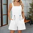 thumbnail image 2 of Wide Leg Summer Romper New Womens Summer Short Rompers Dressy Casual Slim Drawstring Sleeveless Overall Shorts Wide Leg Jumpsuits with Pocket White M, 2 of 8