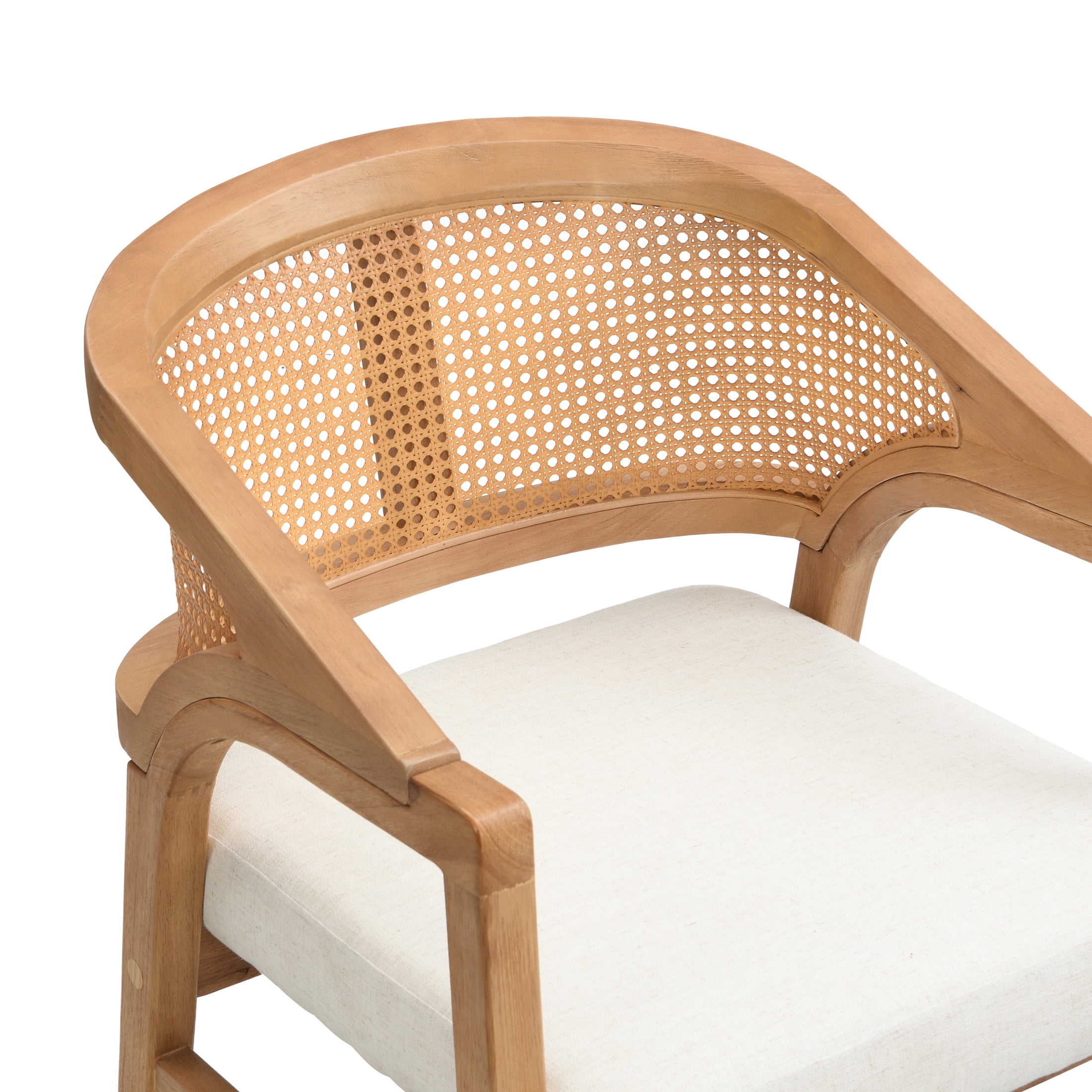 Christopher Knight Home Mid-Century Upholstered Dining Chairs, Solid Wood, Cane Backs, Beige, Set of 2