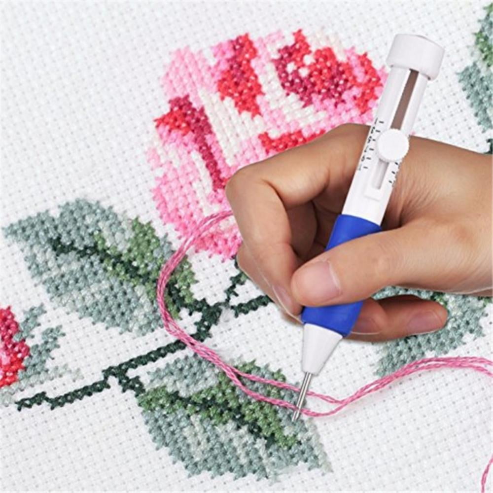 Magic Embroidery Pen, Embroidery Stitching Punch Needle Embroidery Kit  Craft Tool Set Including 50 Color Threads for DIY Sewing Embroidery Cross