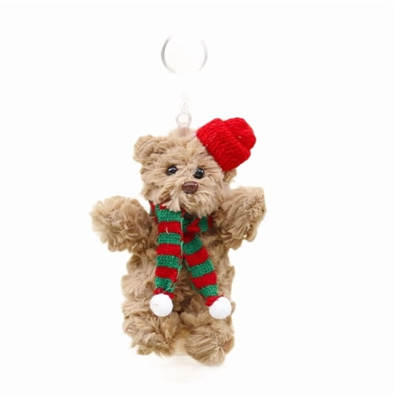 Christmas Santa Hat Bear Ornaments Plush Bear Bag Hanging Decorations Key Accessory for Christmas and Winter Events