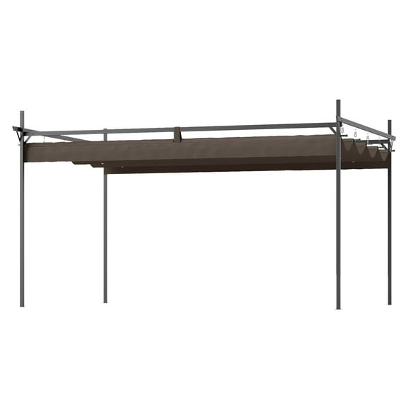 Metal Retractable Pergola Canopy 10'x13', Outdoor Patio Pergola for Garden, Deck, Backyard - Brown
