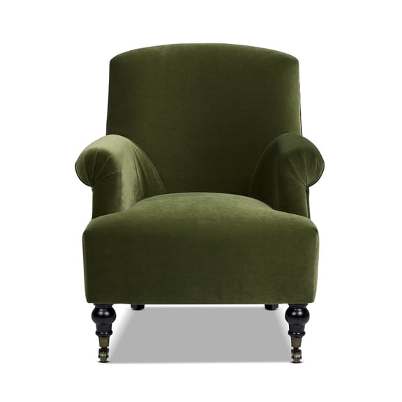 Eloise 30" Pleated Sock Arm Accent Armchair, Olive Green Performance Velvet