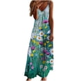 thumbnail image 2 of SMihono Robe Maxi Bohème d'Été pour Femmes Grande Taille Mode Femme Bretelles Taille Mi-Haute Col en V Sans Manches Rayée Imprimée Robe Longue de Plage, 2 of 5