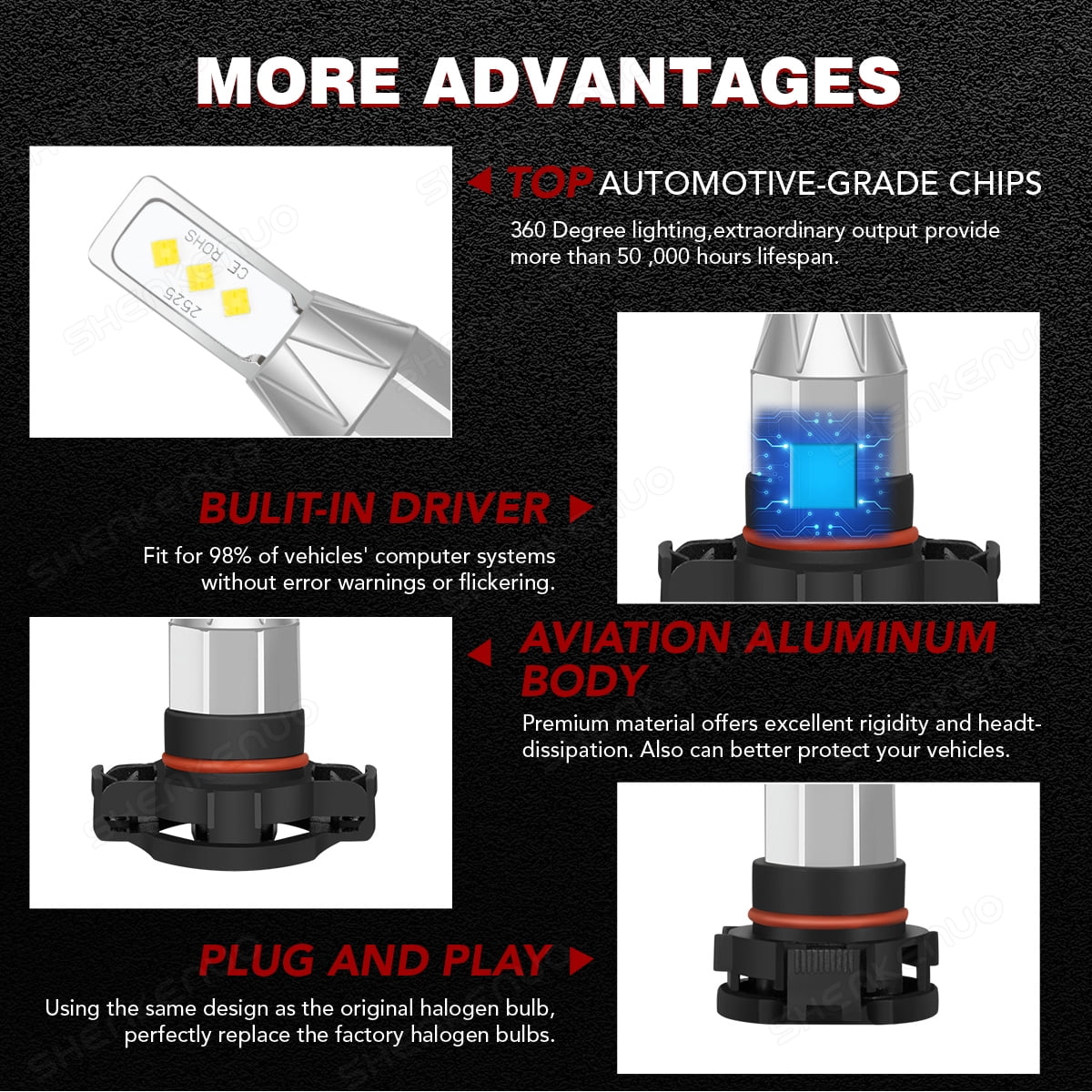 For 2014-2015 Jeep Cherokee LED Headlight Bulbs High Low Beam Fog Light Set 4pcs