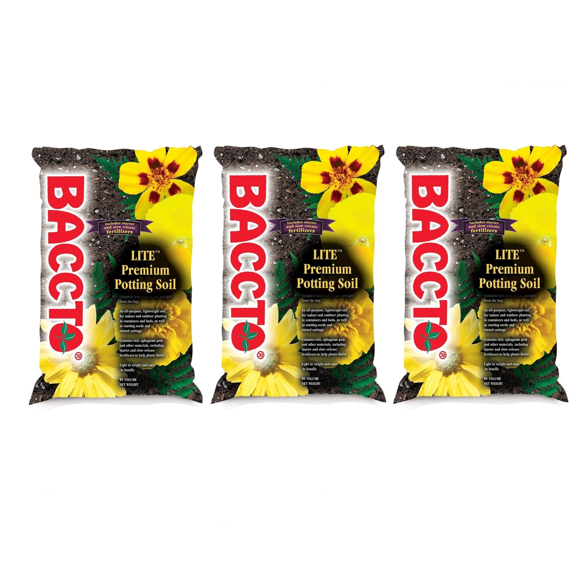 Michigan Peat 1440 Baccto Lite Premium Potting Soil, 40Quart 3 pack
