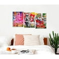 thumbnail image 3 of Hieng Large Living Room Canvas Wall Art 3 Panels Graffiti Black Woman Portrait Poster Abstract Street Pop Artwork for Bedroom Bathroom Wall Decor, 3 of 5