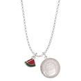 thumbnail image 1 of Delight Jewelry Silvertone Mini Enamel Watermelon Slice To the World You are a Mother Locket Necklace, 1 of 4