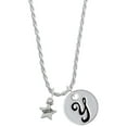 thumbnail image 1 of Delight Jewelry Silvertone Mini ''Wish'' Star Silvertone Script Initial Disc - Y - Charm Necklace, 20"+3", 1 of 4