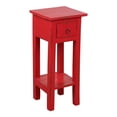 thumbnail image 2 of Shabby Chic Cottage 11.8 in. Light Distressed Red Square Solid Wood End Table with 1 Drawer, 2 of 6