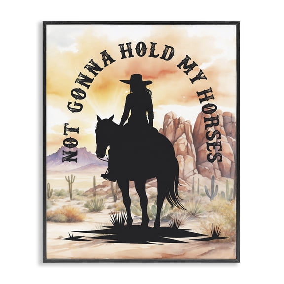 Stupell Industries Not Gonna Hold My Horses People Painting Black Framed Art Print Wall Art, 11 x 14