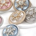 thumbnail image 3 of 6Pack Elegant Coat Snow Metal Sewing Buttons For Clothing White Pink Blue Luxury Women Jacket Rhinstones Handmade Decorations, 25mm, 3 of 6
