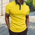 thumbnail image 2 of JTieacloth Mens Button Closure T Shirt Men's Casual Ribbed Lapel Button Business Color Block T Shirt For Men Yellow XL, 2 of 6