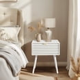 thumbnail image 3 of Solid Wood Nightstands with Drawers, Mid Century Modern Side Table, Small End Table Night Stand with Storage Drawer for Living Room, Bedroom, White, 3 of 7