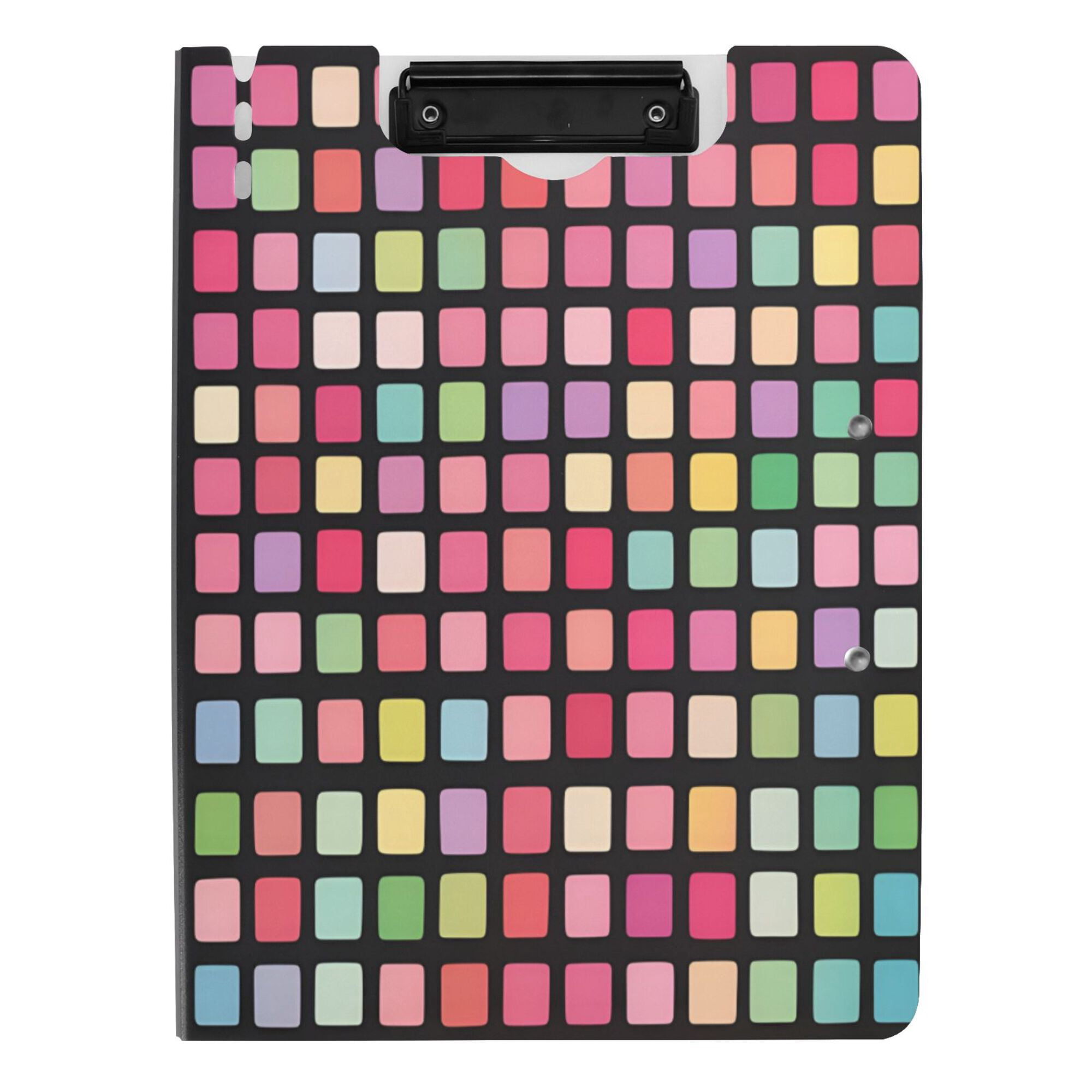 FORMRS A4 Clipboard Folder with Pen Holder Horizontal Foldable School Office Binder, Colorful Block Pattern