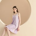 thumbnail image 4 of Defitshape Women's Sleeveless Nightgown Cotton Pajamas Dress Soft Comfy Modal Nightdress Summer Tank Knee-length Loungewear Light Purple Small, 4 of 4