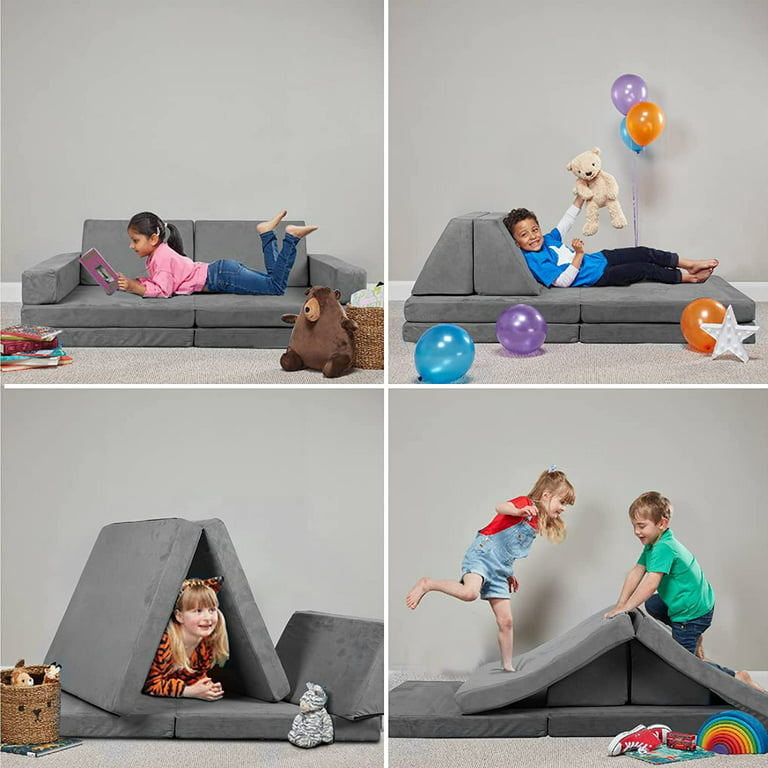 Kids Couch Sofa 6-Piece Fold Out Couch Play Set Modular Foam Play Couch M/L