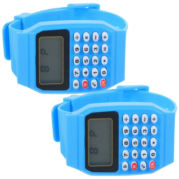 Topbathy 2Pcs Blue Calculator Wrist Watch Easy to Use Comfortable Wear for Math Tasks