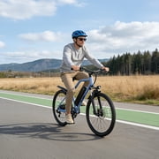 Electric Mountain Bicycle, 26 Tire E-Bike for Adults, 750W Peak Motor, 48V 7.8Ah Removable Battery, 7-Speed, UL2849, Front Suspension, Blue