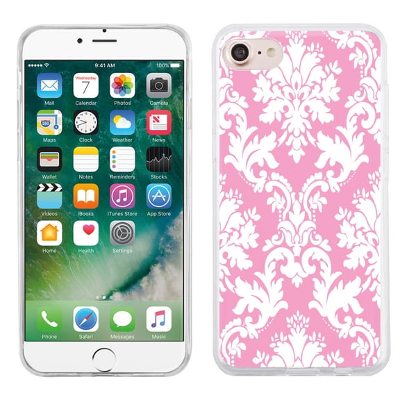 Slim-Fit case for Apple iPhone 8, OneToughShield ® TPU Gel Protector Phone Case - Victorian White/Pink