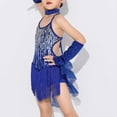 thumbnail image 2 of XXWXYD Girls Sequin Tassel Dress Latin Dance Skirt Sparkling Ballet Tan𝑔o Dancewear 5-14 Years Competition Performance Stage Costum𝖾 Glittery, 2 of 9