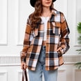 thumbnail image 4 of Womens Flannel Plaid Shacket Jacket Fleece Sherpa Lined Button Down Tartan Trench with Pocket Fashion Coat, 4 of 6