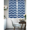 thumbnail image 5 of Navy Blue White Semi Sheer Curtains 63 Inch Length 2 Panels Set, Abstract Waves Water Ripple Striped Sheer Kitchen Curtain Privacy Voile Window Curtain for Living Room Bedroom Rod Pocket Drapes, 5 of 7