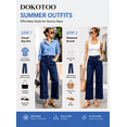 thumbnail image 3 of DOKOTOO Jeans for Women High Waisted Wide Leg Stretch Denim Cropped Ankle Jeans Vertical Seam Loose Fit Baggy Jeans with Pockets, 3 of 8