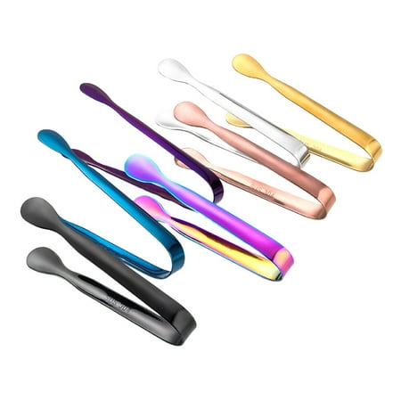 

HOMEMAXS 7PCS Stainless Steel Cube Sugar Tongs Titanium Plating Ice Tongs Smooth Thickened Foods Clips Kitchen Tool for Party Cafe Bar Home