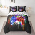 thumbnail image 2 of Manfei Boys Gaming Gamer Bedding Comforter Set, Video Game Console Gamepad Full Bedding Set, Black Red Blue Fitted Sheet Flat Sheet, Super Cozy Room Decor Reversible 7 Pieces, 2 of 8