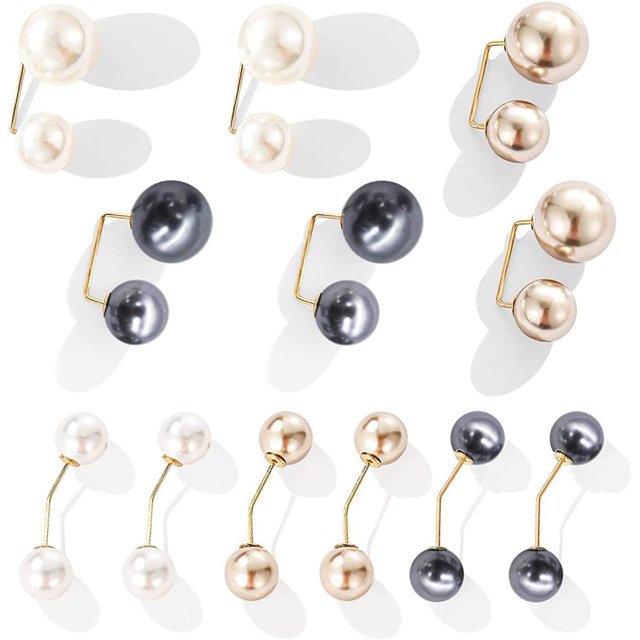 12 piezas doble perla de imitación broche collar clip bufanda clip doble cabeza perla cardigan broche cuello broche suéter ropa suéter chal clip sombrero bolsa decoración de perlas artificiales