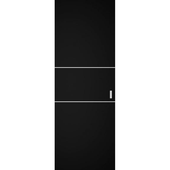 Hidden Barn | Planum 0110 Black Matte | Sturdy Finished Modern Doors | Magic Concealed Sliding Set 18" x 80"