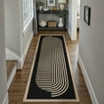 thumbnail image 3 of BERTHMEER 2'x6' Easy Jute Runner Rugs for Hallway Bedroom Entryway Entrance Kitchen Laundry Indoor Outdoor Non Slip Contemporary Throw Door Mat Stripes Geometric Modern Runner Rugs, Black, 3 of 8