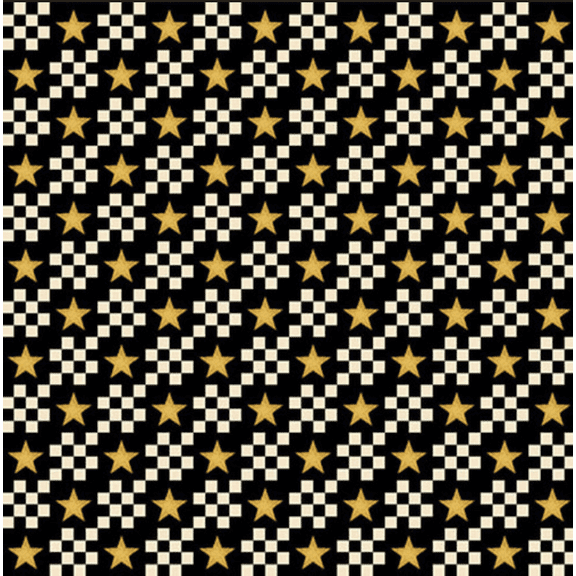 Henry Glass Count Your Blessings Star Check Black Cotton Fabric By Yard