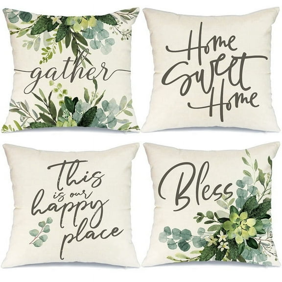 Spring Pillow Covers 18X18 4 Farmhouse Throw Spring Pillowcase Home Decor for Couch