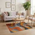 thumbnail image 3 of ODIKA 4'x6' Machine Washable Non-Slip Area Rug, Chic Abstract in Burnt Orange and Slate Grey Design High Traffic Rug, Orange, 104662, 3 of 7