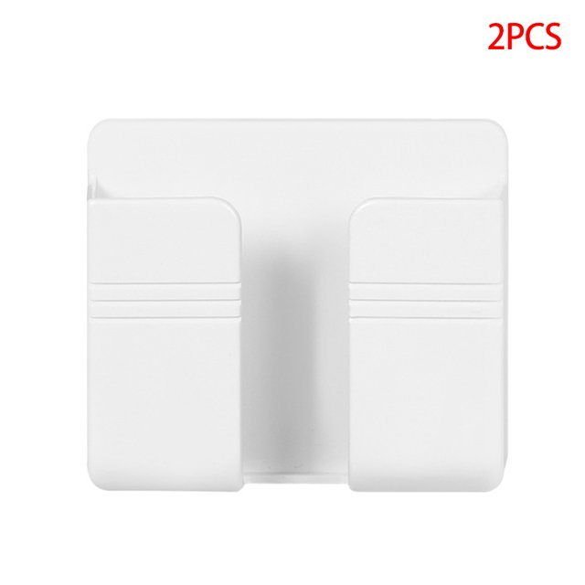 Langgg 2 Pieces Phone Charger Holder Wall Mounted Remote Hanging Storage Box Controller Storage Box Plastic Hanging Charger Stand, White