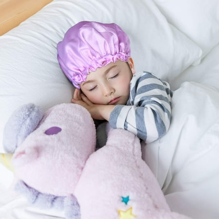 

LNGOOR Kids Satin Bonnet Sleeping Cap for Natural Hair Teens Toddler Child Baby Adjustable Satin Cap for Night Sleeping Reversible Double Layer Pink