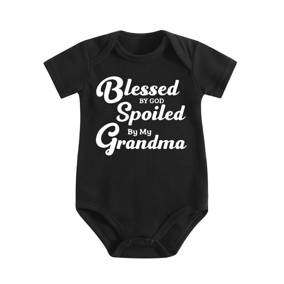 Bless by God Spoiled by My Grandma - Baby Clothes - Funny Newborn Bodysuit Outfits for Boys And Girls Black-style 6-9M