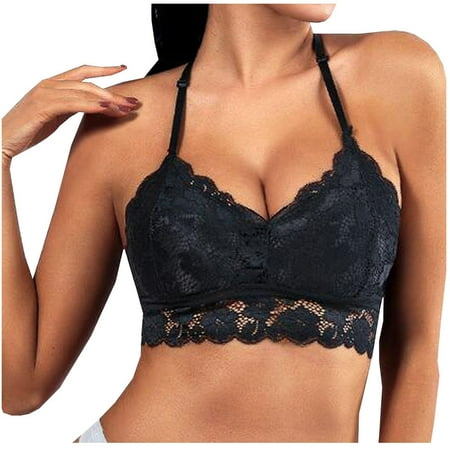 

asdoklhq Bras for Women Plus Size Clearance Fashion Woman s Lace Beauty Back Solid Strap Wrap Hollow Out Bra Underwear