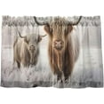 thumbnail image 2 of GZHJMY Highland Cow Half Window Tier Curtains 24 Inch Blackout Thermal Insulating Kitchen Linen Tier Curtains for Kitchen,Bathroom,Cafe, 2 of 7