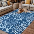 thumbnail image 2 of Fsddascl Navy Blue Coral Coastal Outdoor Rug for Patio/Deck/Porch, Non-Slip Large Area Rug 4 x 6 Ft, Ocean Nautical Seaside Beach Indoor Outdoor Rugs Washable Area Rugs, Camping Rug Carpet, 2 of 5