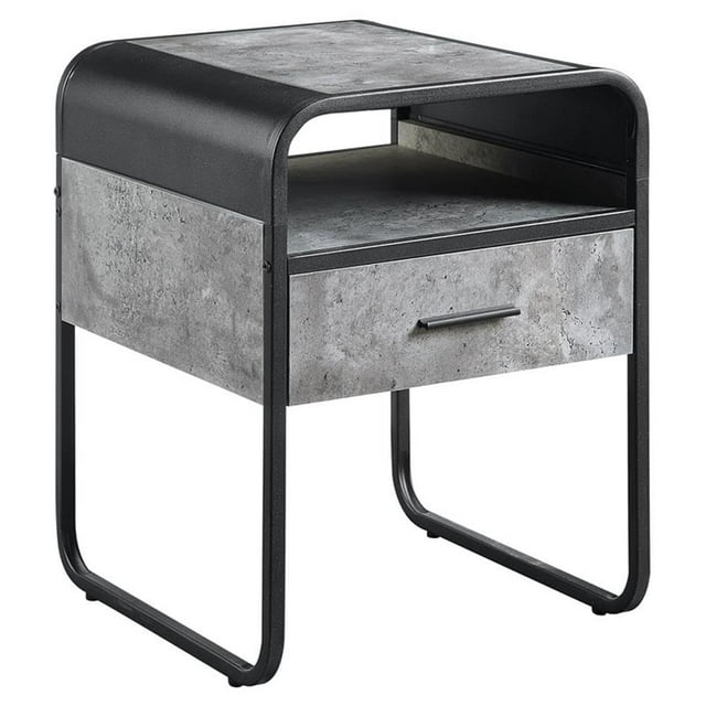 Mesa auxiliar cuadrada con cajón Table Acme, color gris hormigón