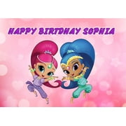 Angle View: Shimmer and Shine Edible Cake Image Topper Personalized Birthday Party 1/4 Sheet (8"x10.5")