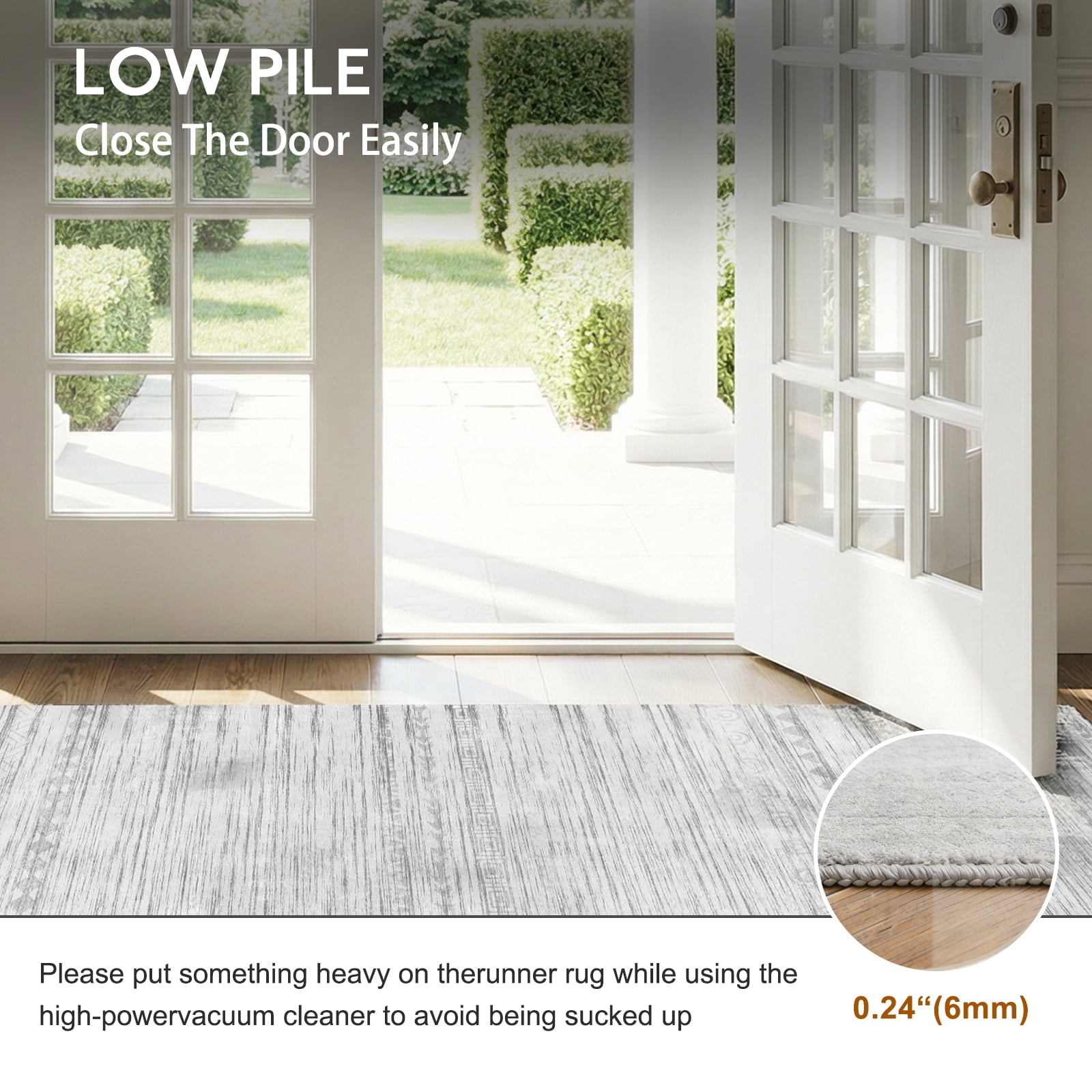Boho 2'x8' Washable Hallways Rug, 2x8FT Runner Rug with Rubber Backed, Vintage Runners for Laundry Non Slip Carpet Khaki Lightweight Door Mat Indoor Entrance
